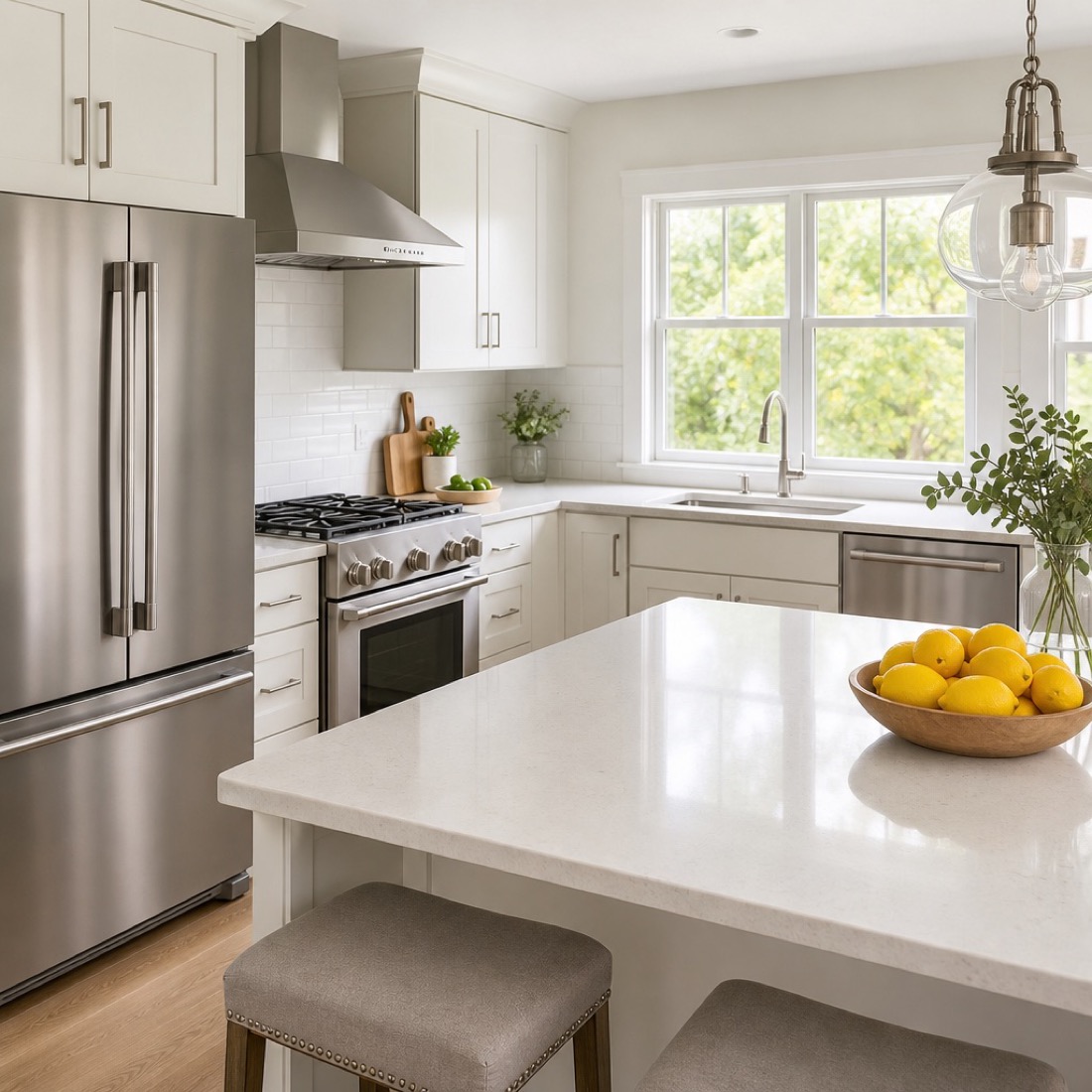A spotless, bright modern kitchen